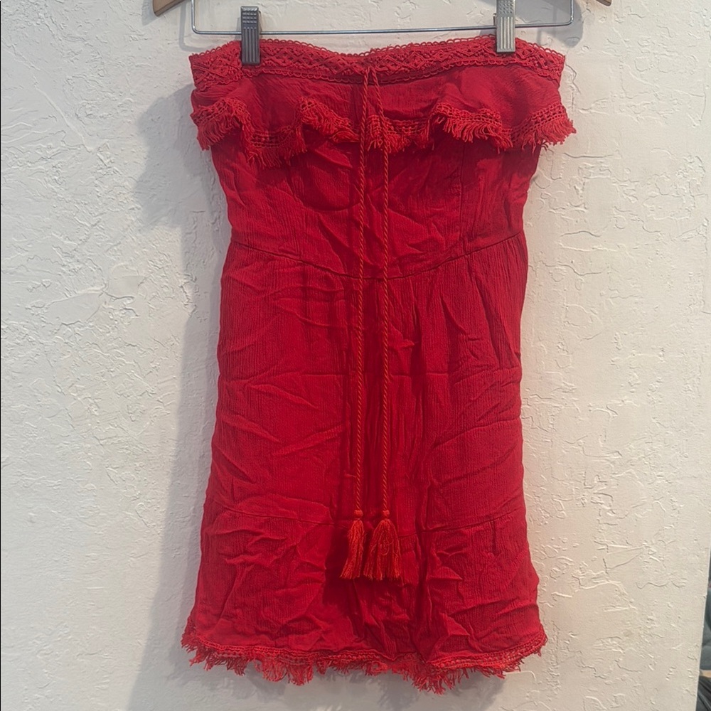 Lulus Red Strapless Ruched Bodycon Dress